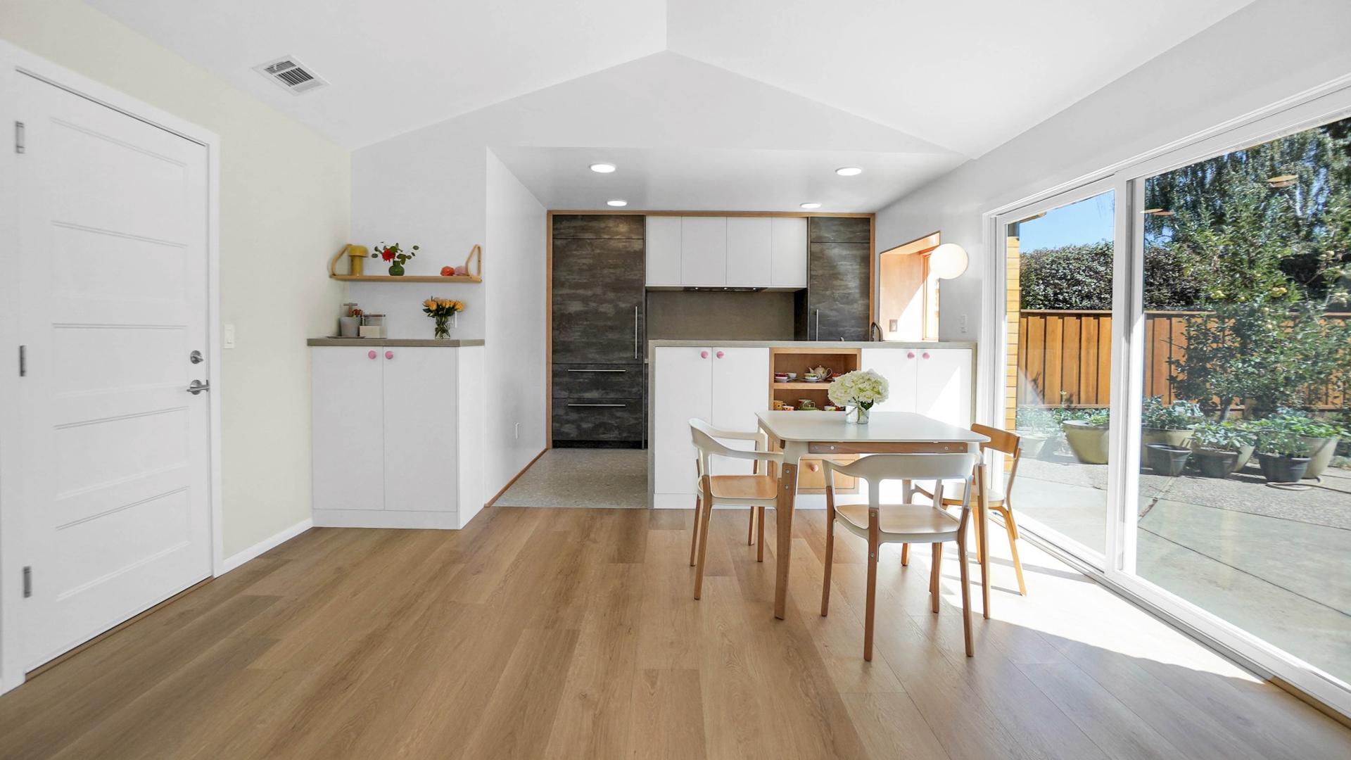 ADU exterior with warm blush tones